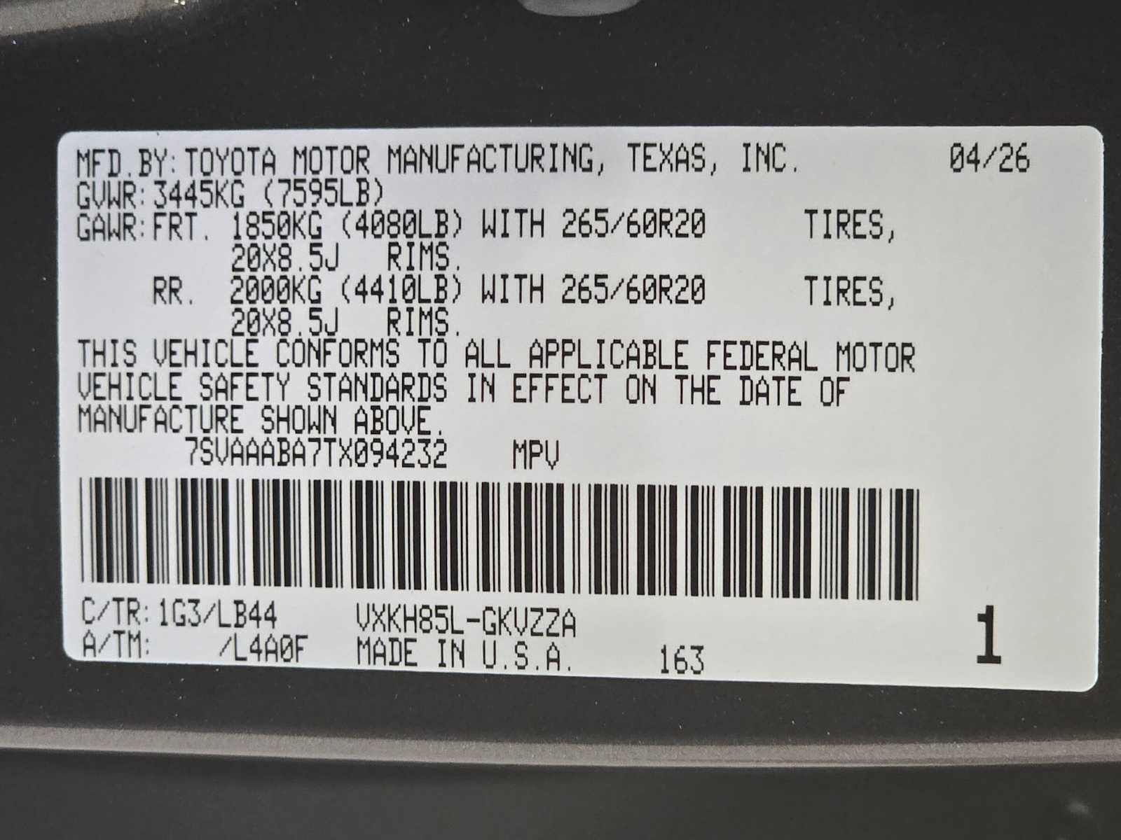 2026 Toyota Sequoia 1794 Edition