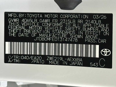 2026 Toyota Corolla Hybrid Hybrid XLE