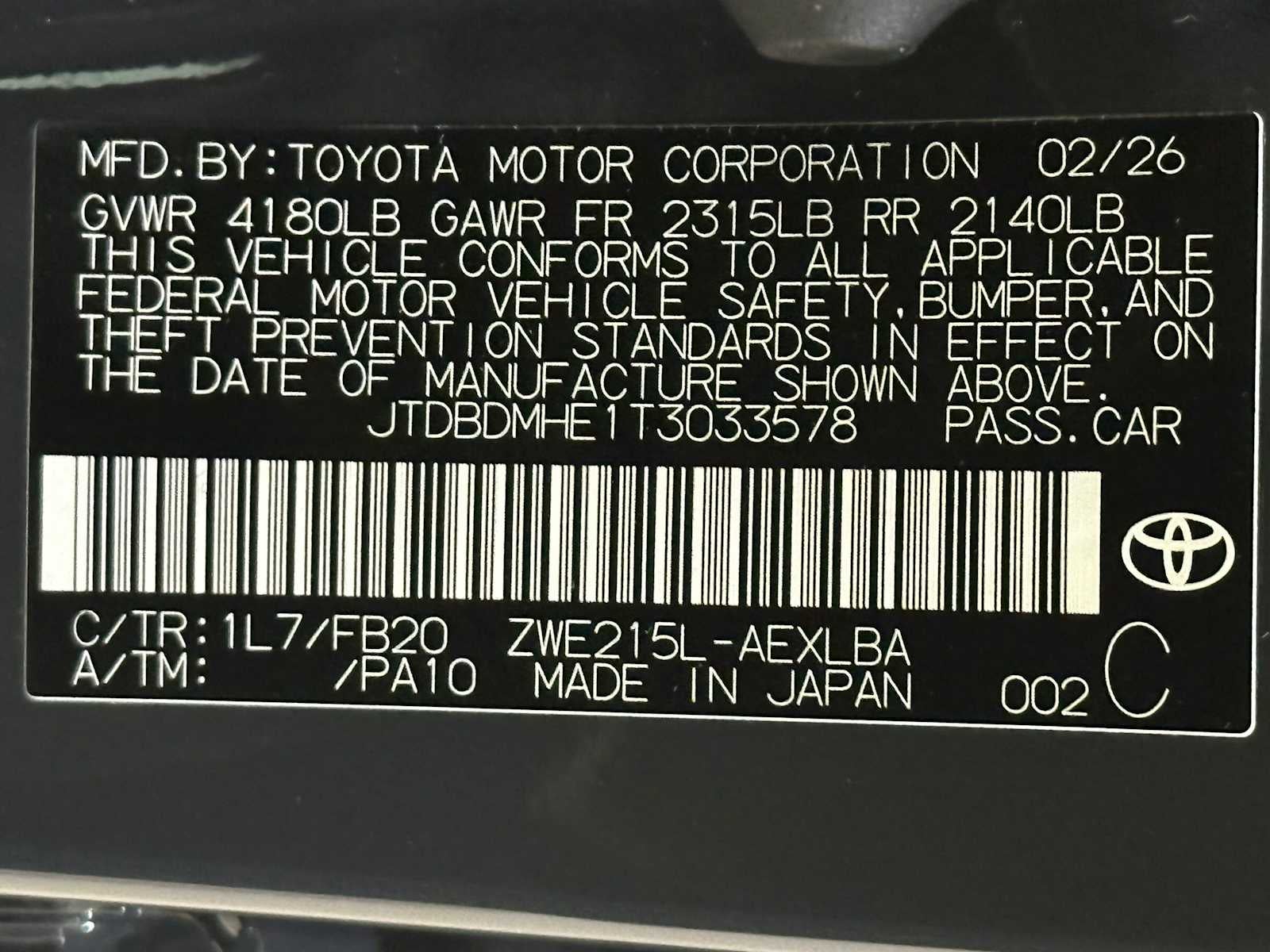 2026 Toyota Corolla Hybrid LE