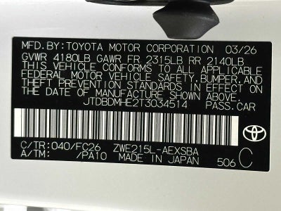 2026 Toyota Corolla Hybrid Hybrid SE