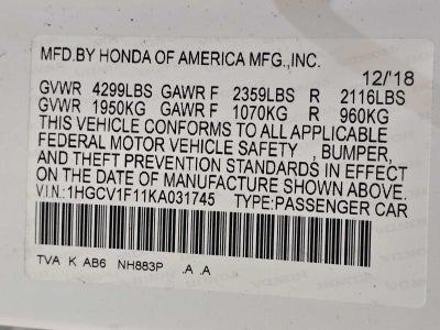 2019 Honda Accord Sedan LX 1.5T