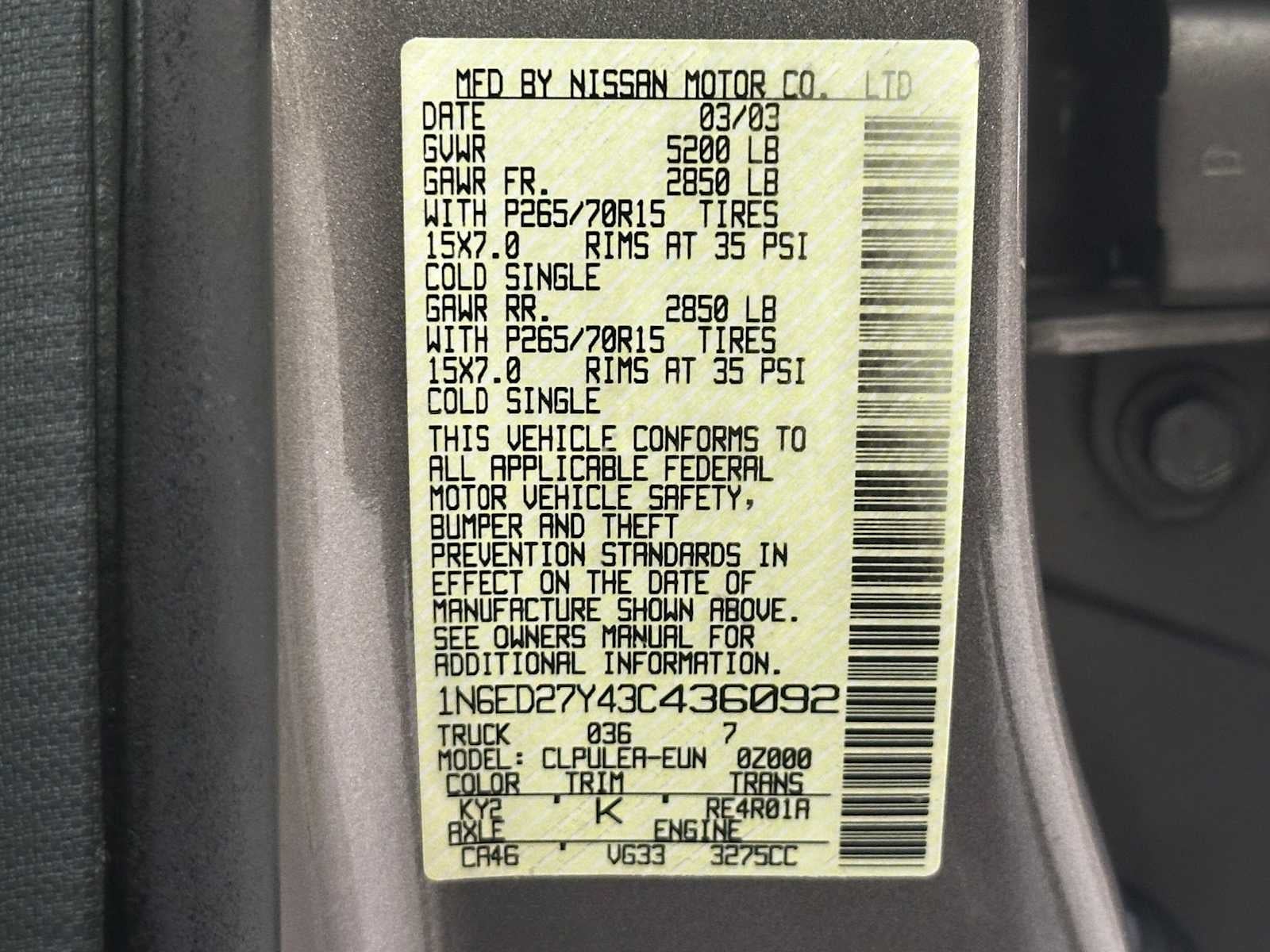 2003 Nissan Frontier SE