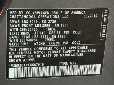 2019 Volkswagen Atlas 3.6L V6 SEL Premium