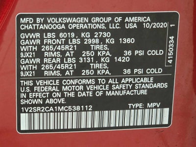 2021 Volkswagen Atlas 3.6L V6 SEL R-Line