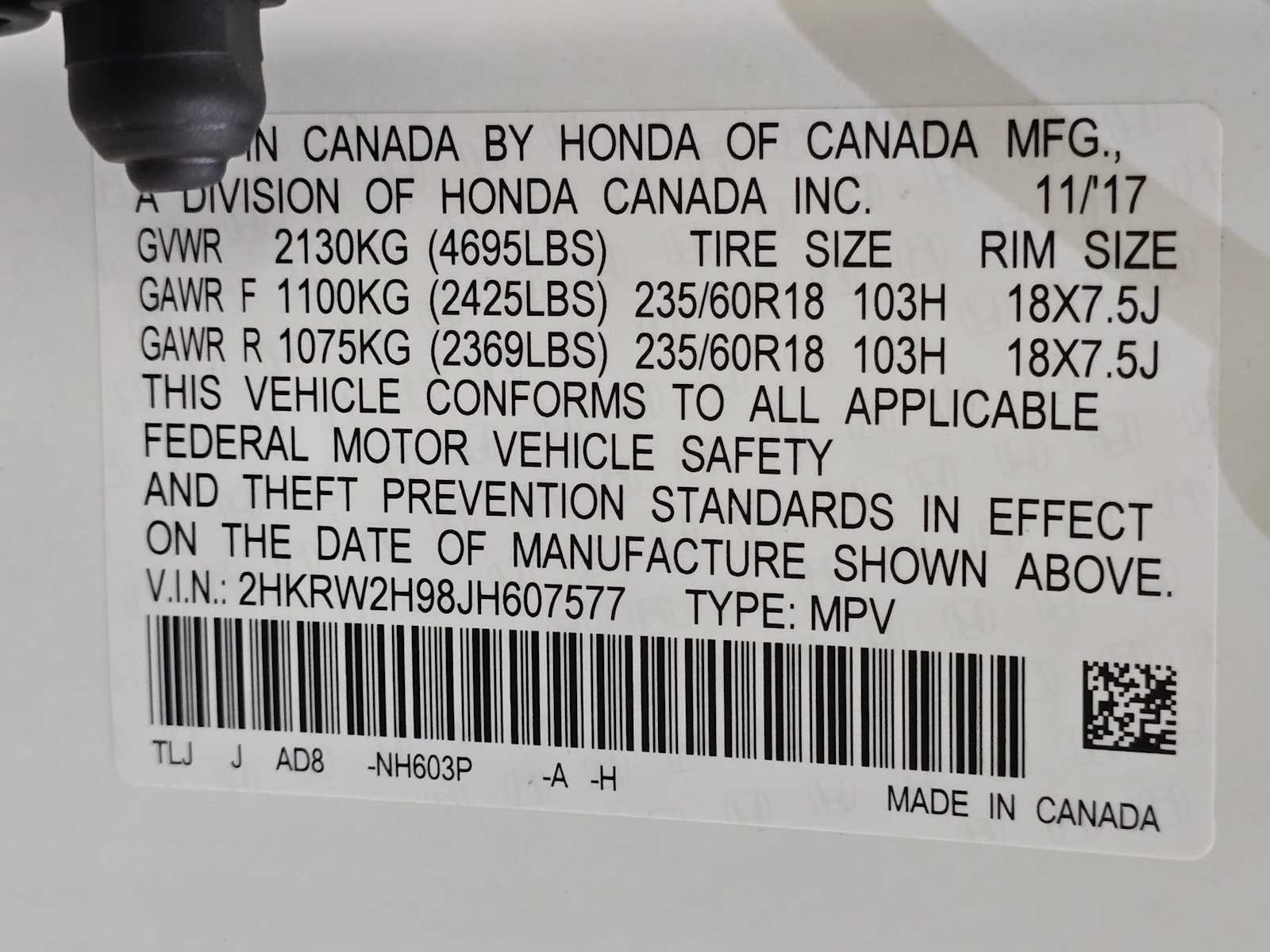 2018 Honda CR-V Touring