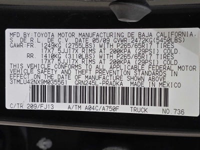 2009 Toyota Tacoma 4WD Double V6 AT (Natl)
