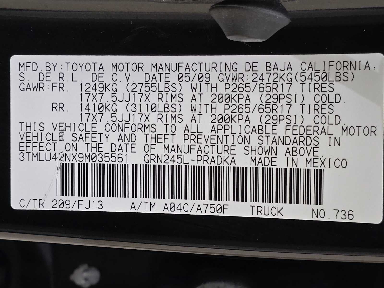 2009 Toyota Tacoma 4WD Double V6 AT (Natl)