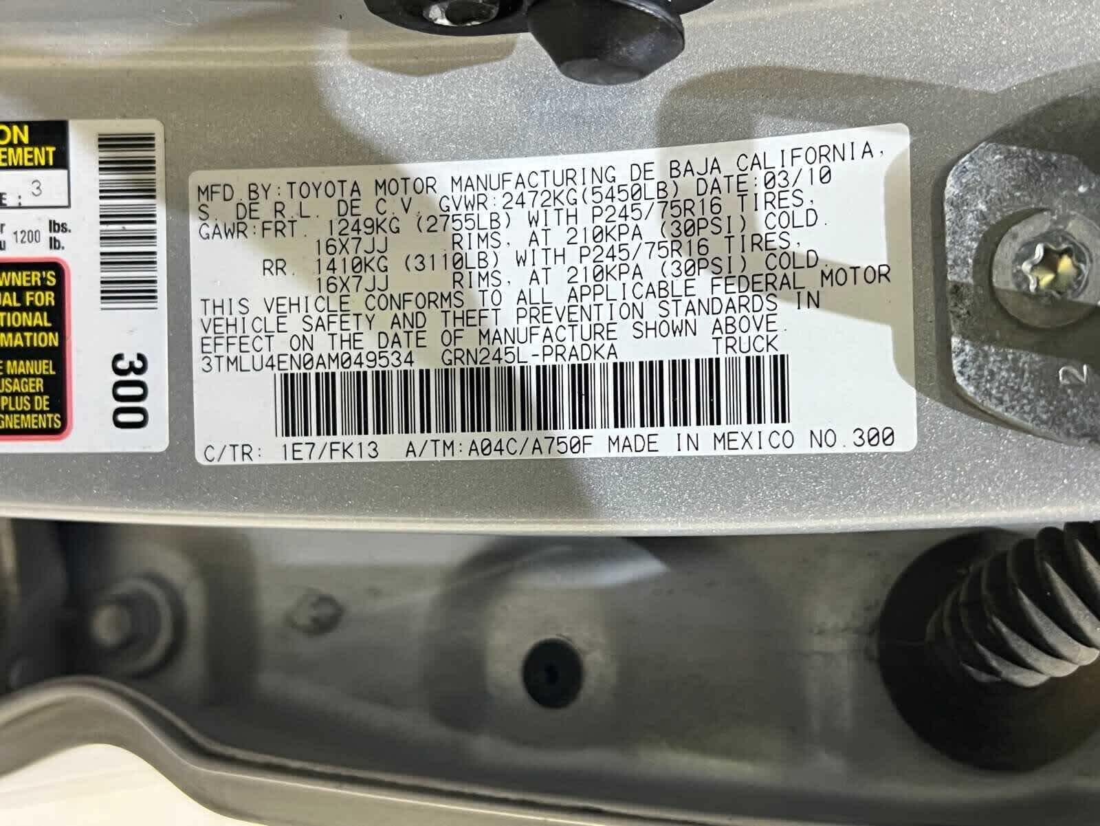 2010 Toyota Tacoma 4WD Double V6 AT (Natl)