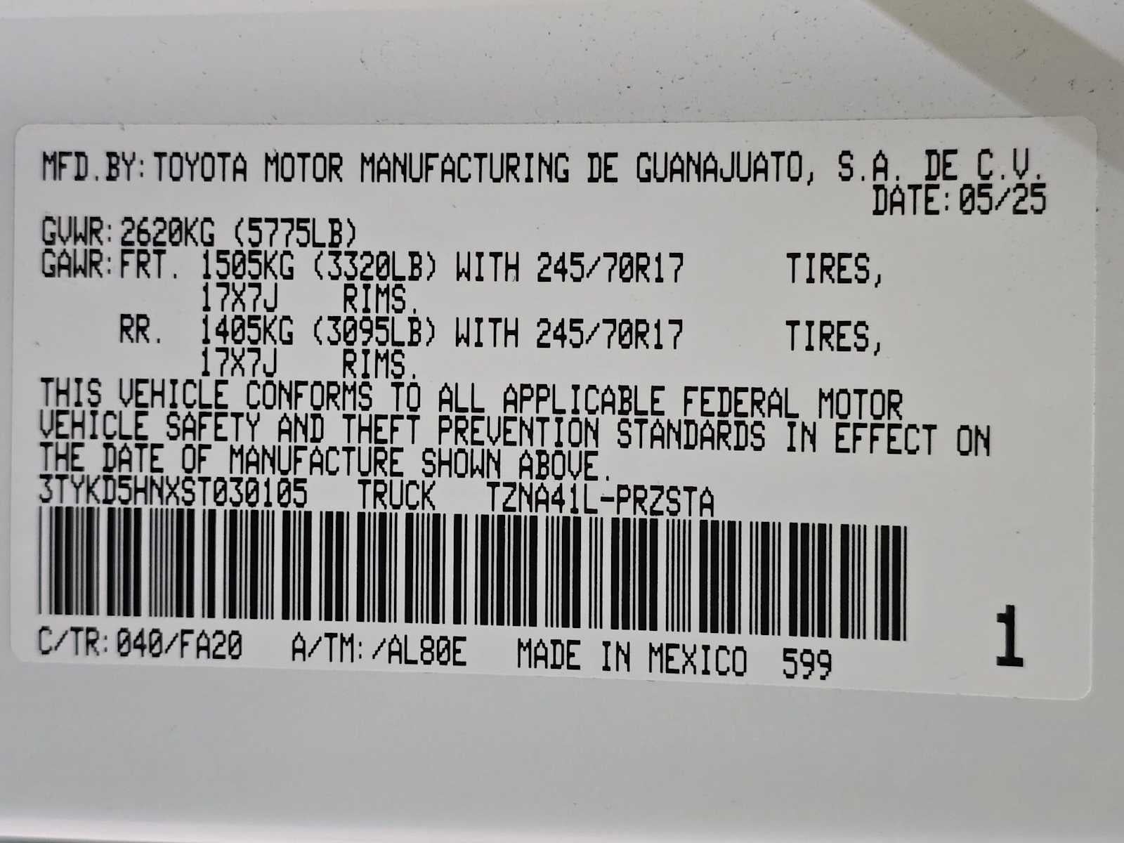 2025 Toyota Tacoma SR