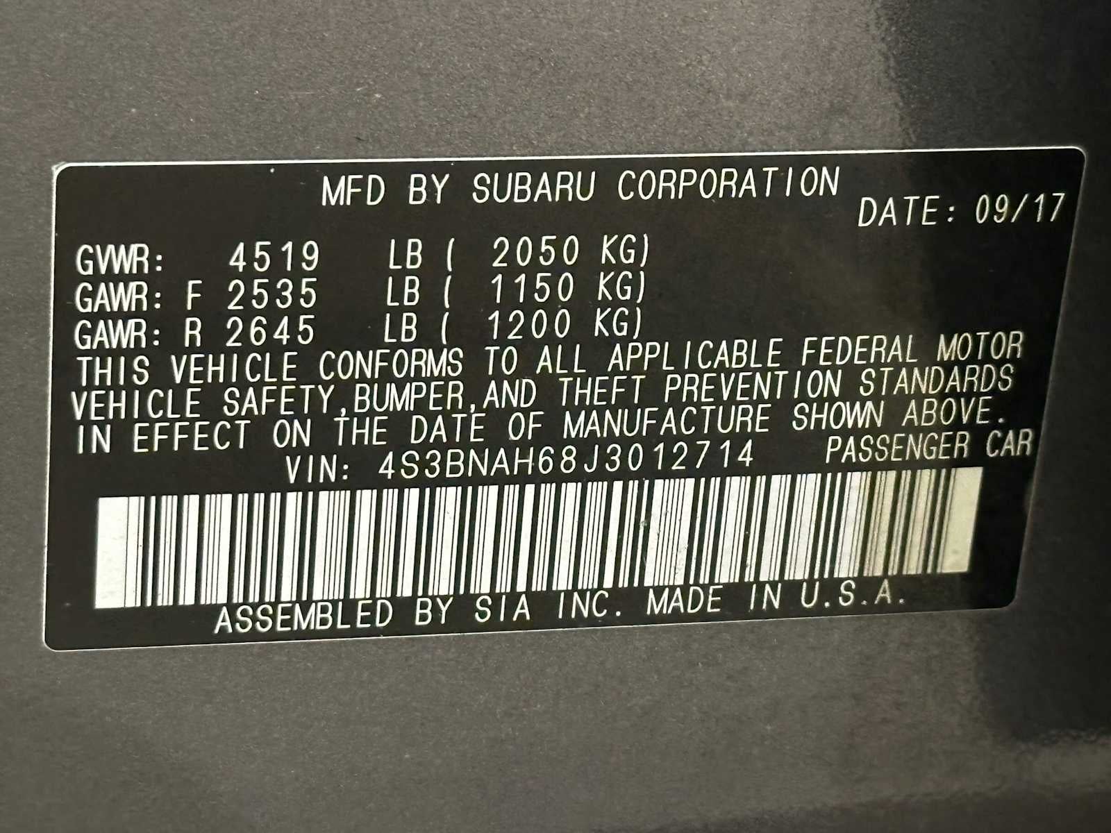 2018 Subaru Legacy Premium