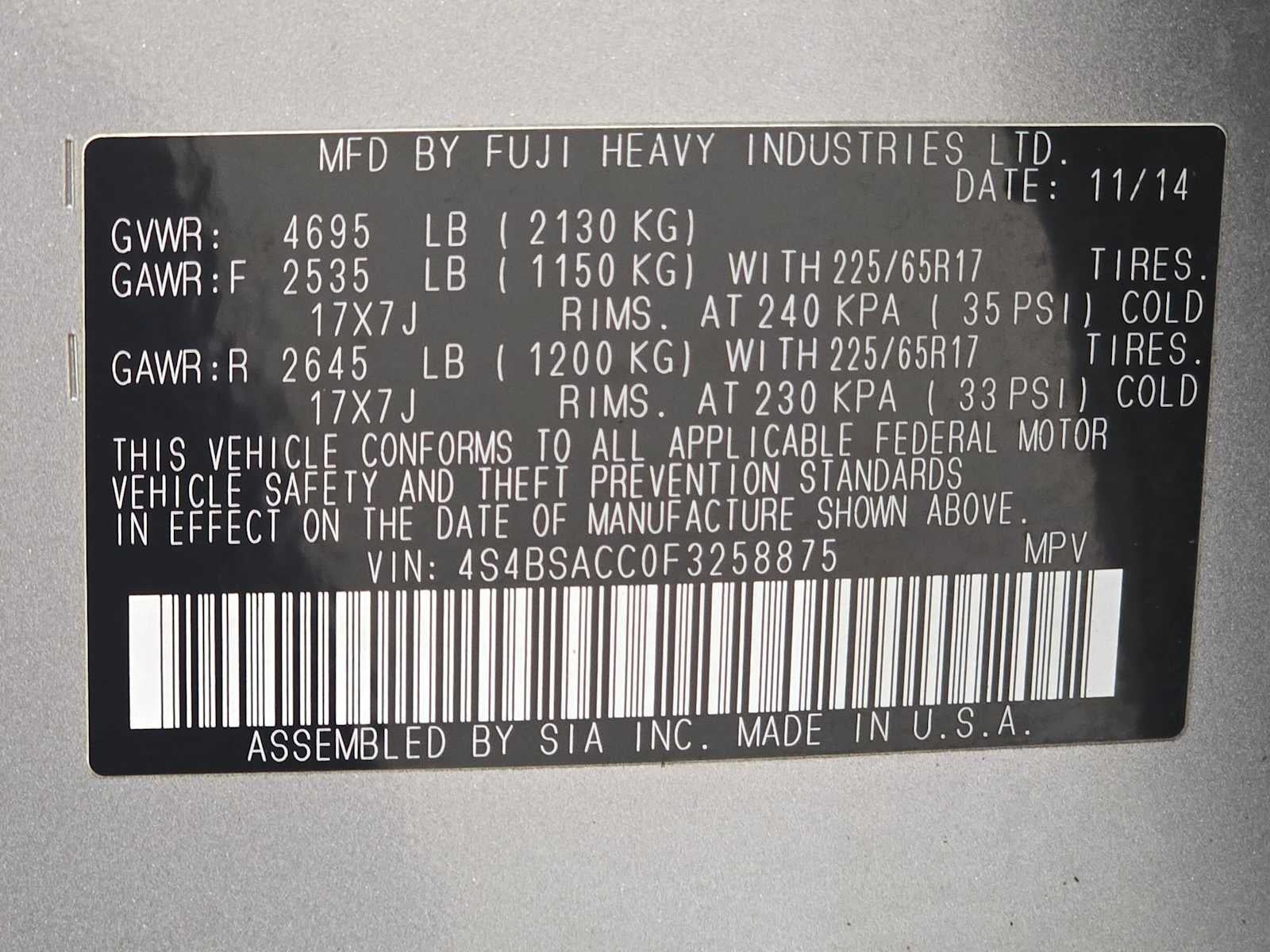 2015 Subaru Outback 2.5i Premium