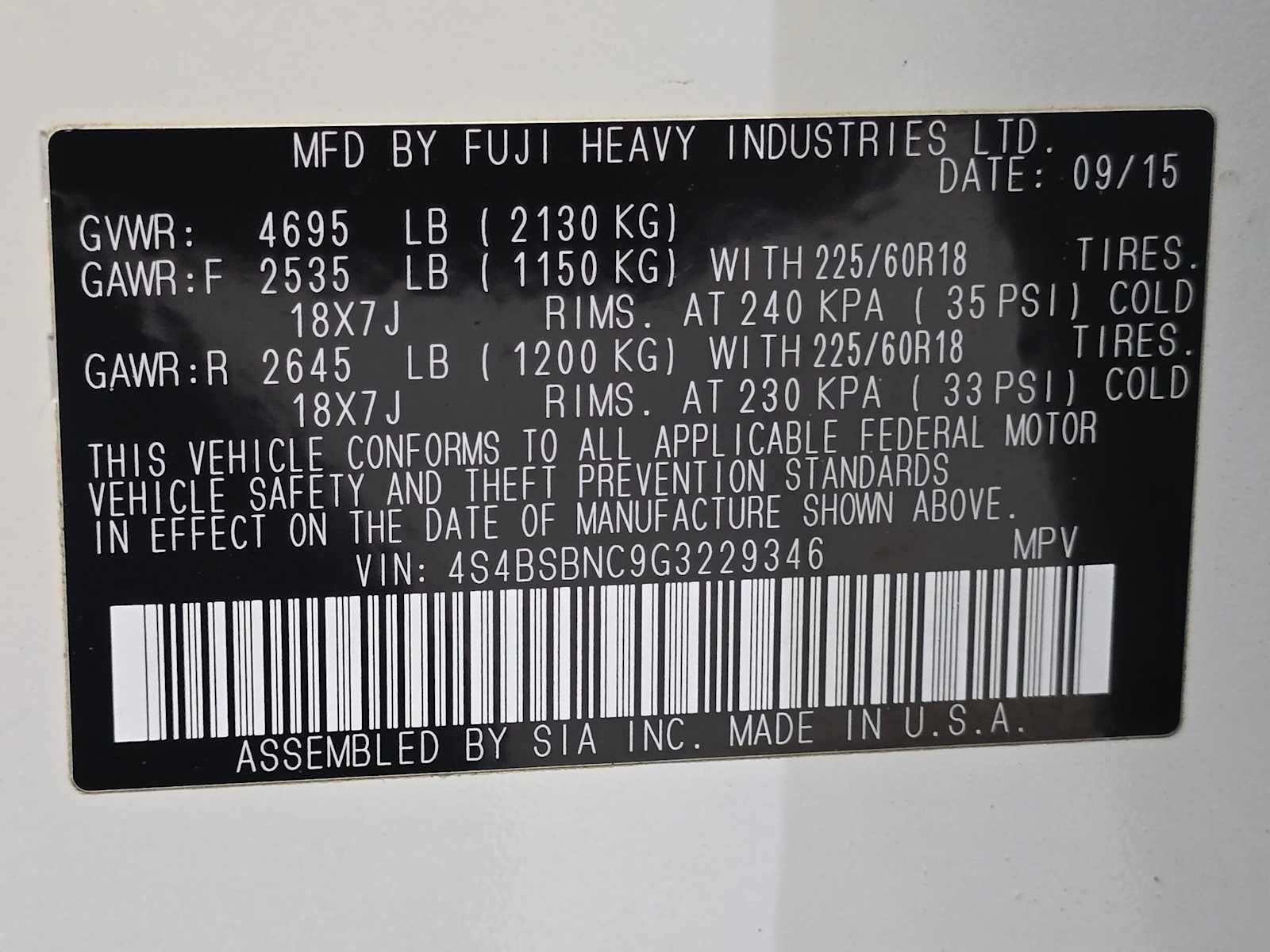 2016 Subaru Outback 2.5i Limited