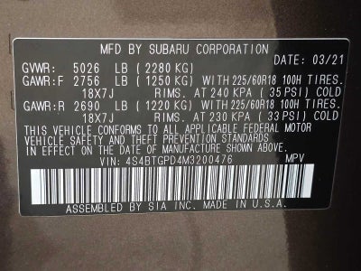 2021 Subaru Outback Touring XT