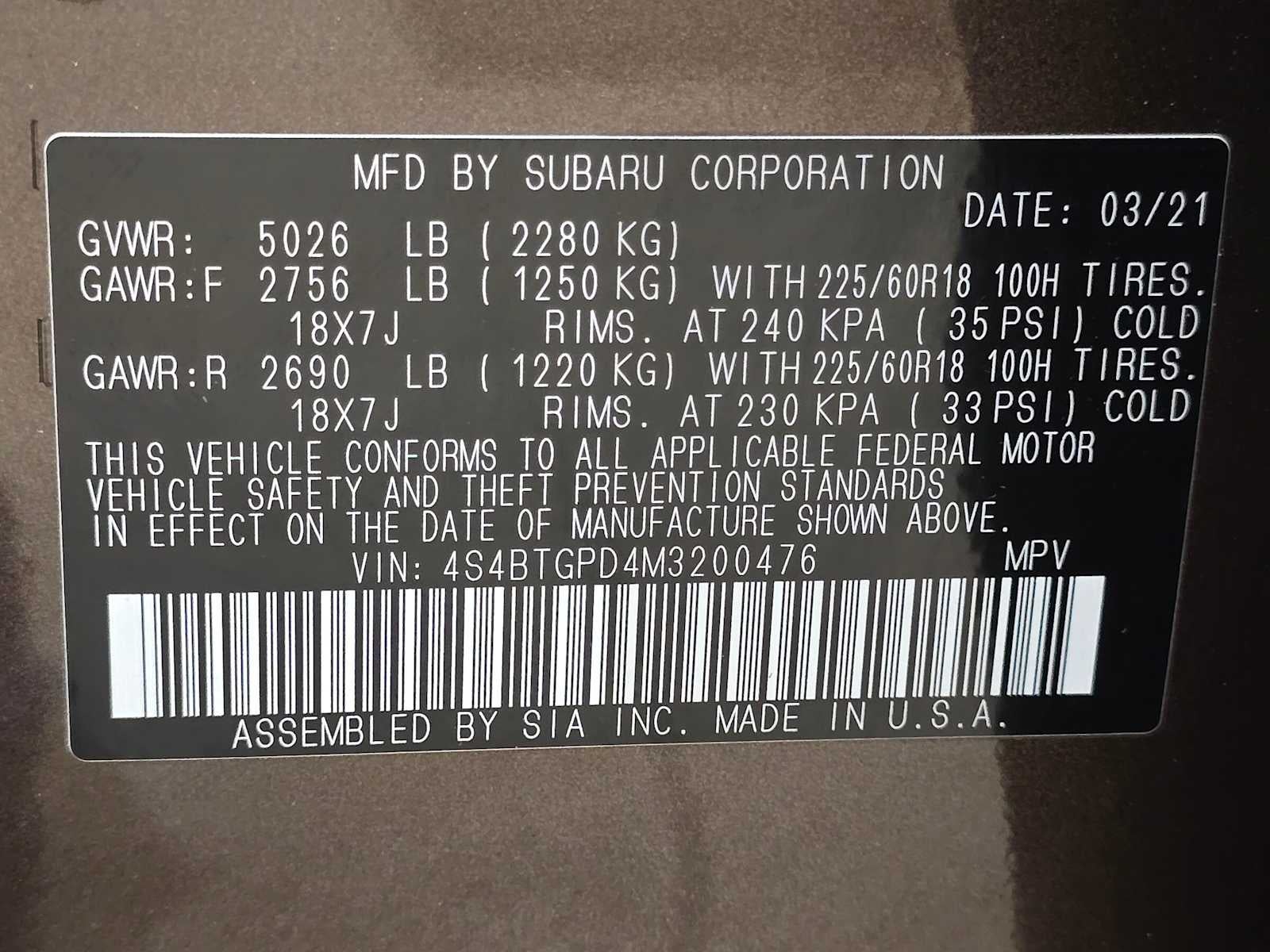 2021 Subaru Outback Touring XT