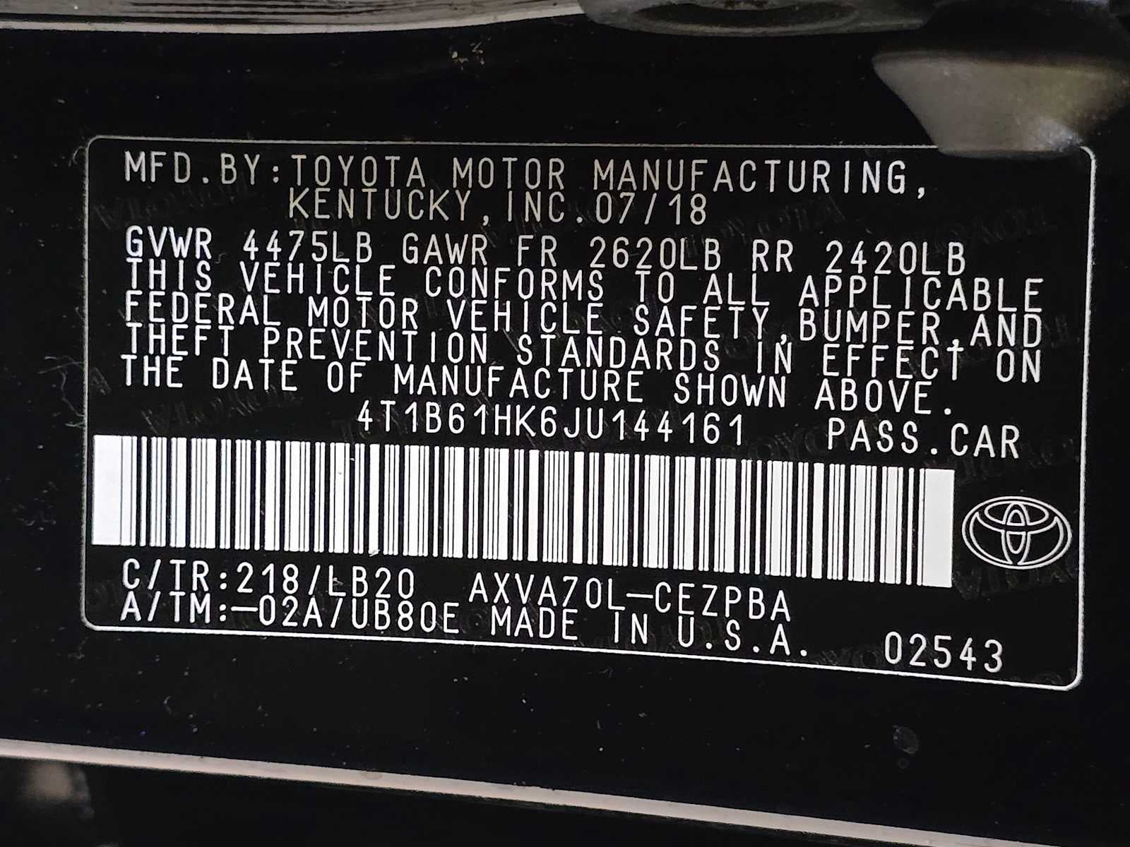 2018 Toyota Camry XSE