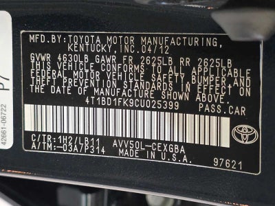 2012 Toyota Camry Hybrid XLE