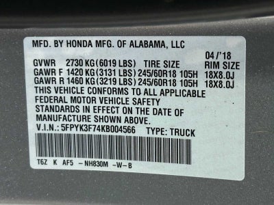 2019 Honda Ridgeline RTL-E