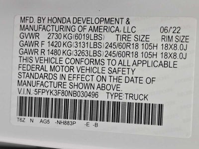 2022 Honda Ridgeline Black Edition