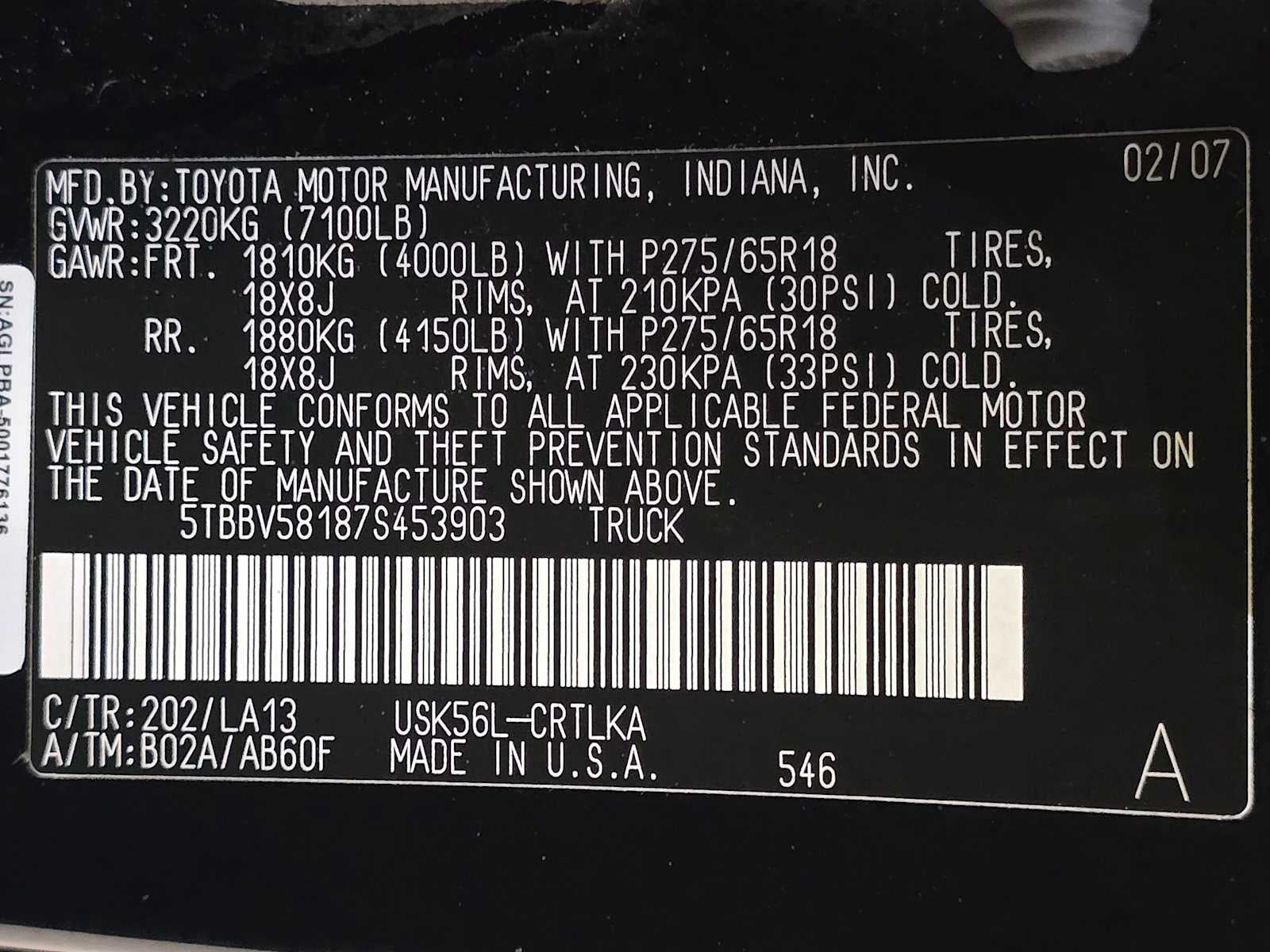 2007 Toyota Tundra LTD