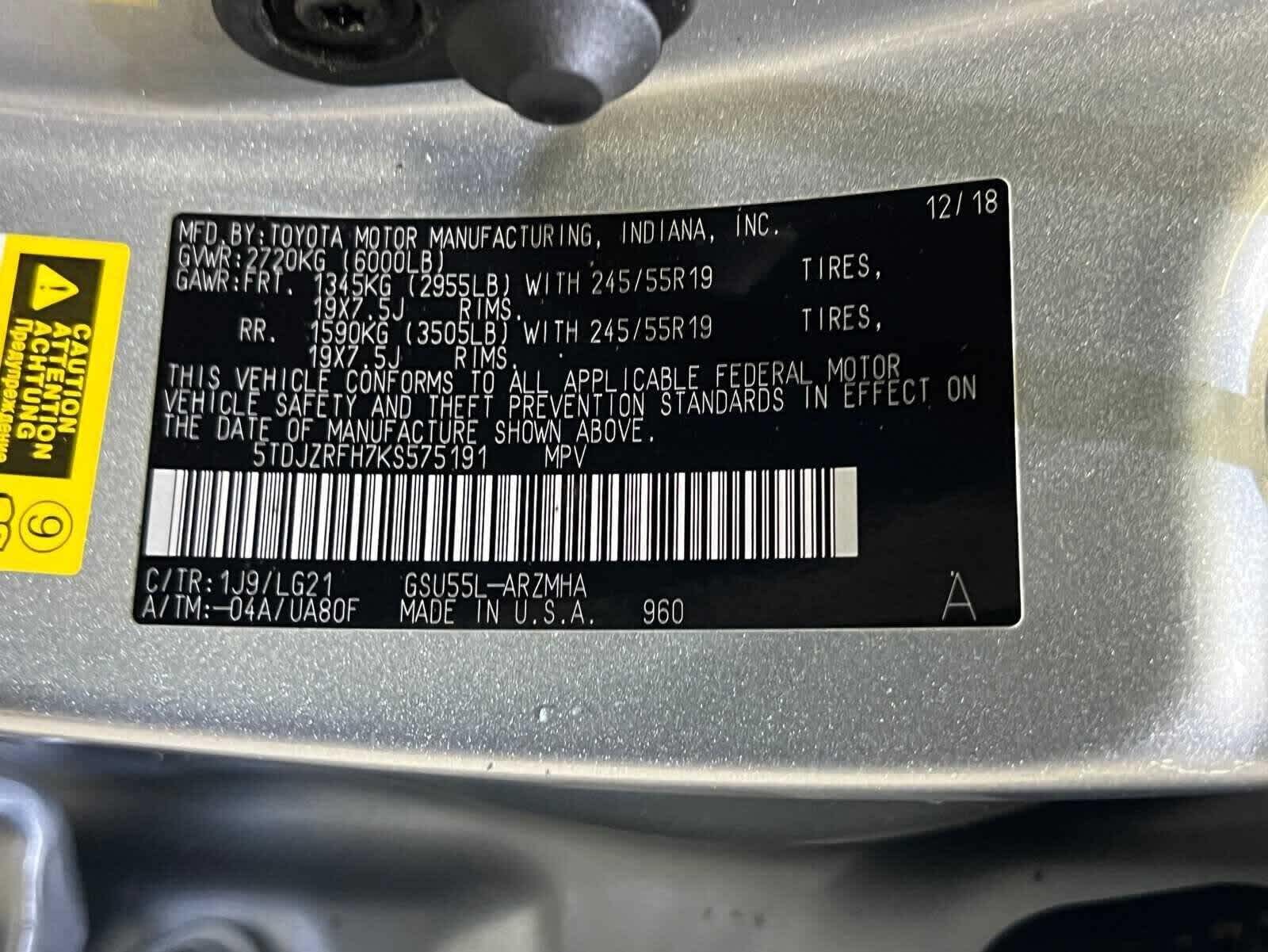 2019 Toyota Highlander SE