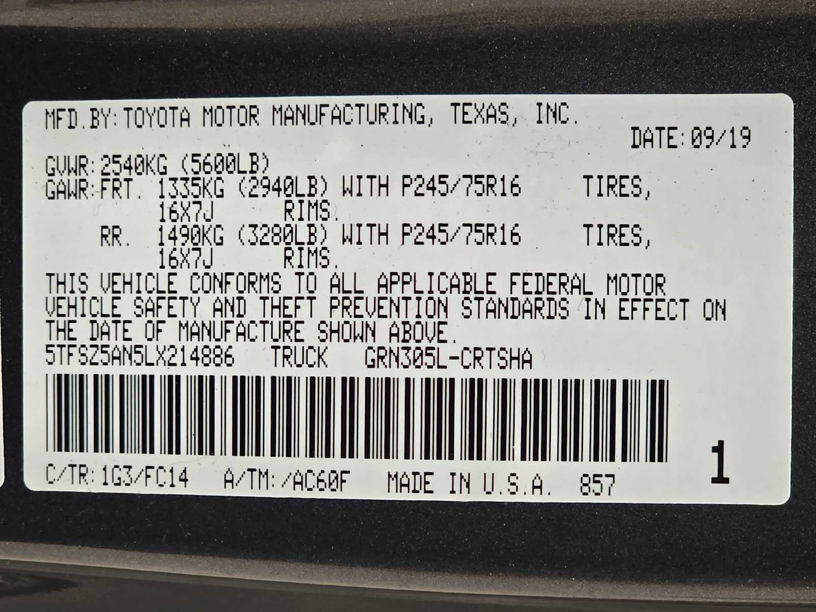 2020 Toyota Tacoma SR5