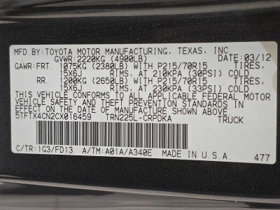 2012 Toyota Tacoma 2WD Access Cab I4 AT (Natl)