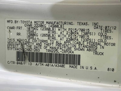 2012 Toyota Tacoma 2WD Access Cab I4 AT (Natl)