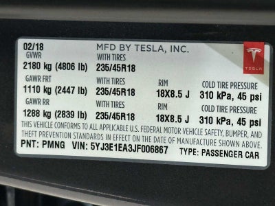 2018 Tesla Model 3 Long Range Battery