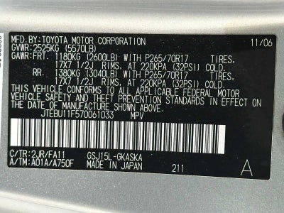 2007 Toyota FJ Cruiser 4WD 4dr Auto (Natl)