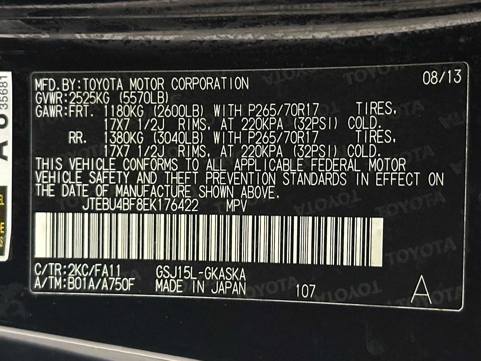 2014 Toyota FJ Cruiser 4WD 4dr Auto (Natl)