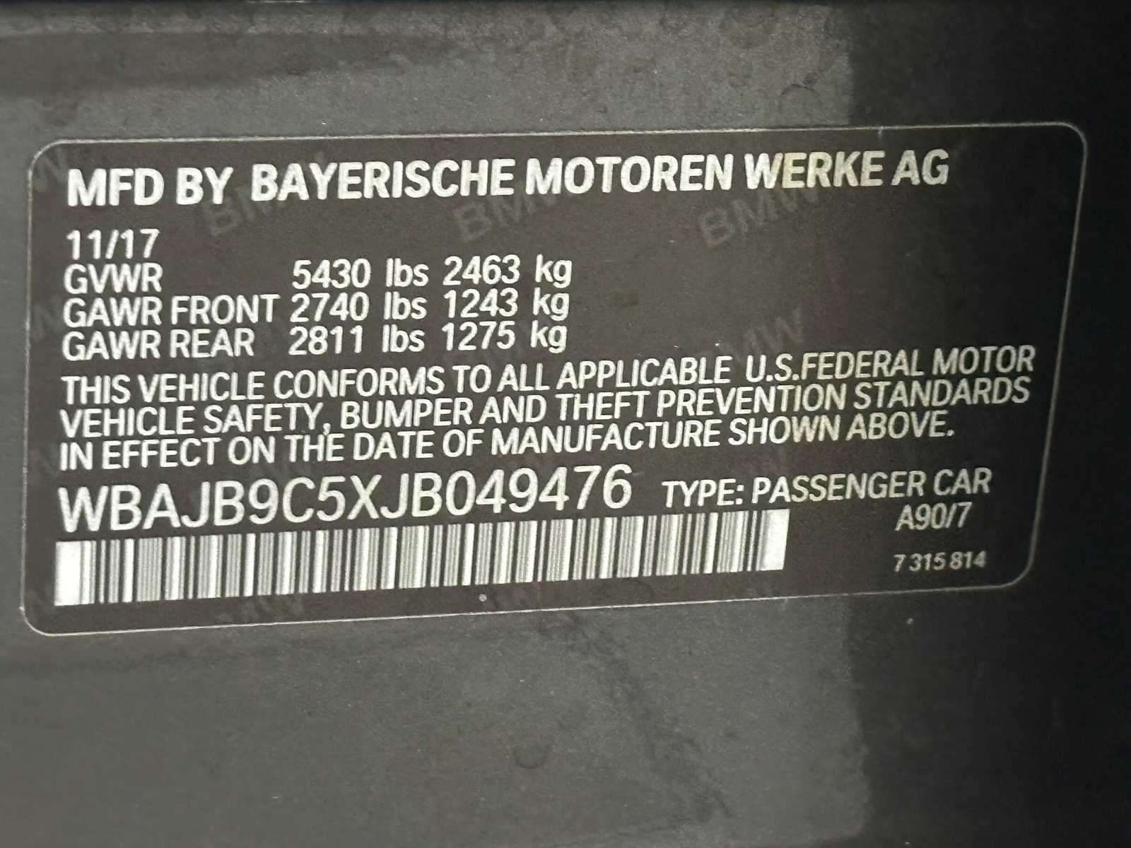 2018 BMW 5 Series M550i xDrive