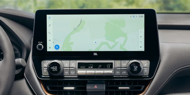 2026 Toyota Grand Highlander infotainment screen with navigation map.