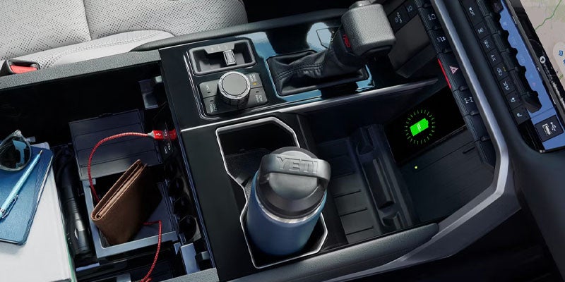 Tundra center console and cupholders.